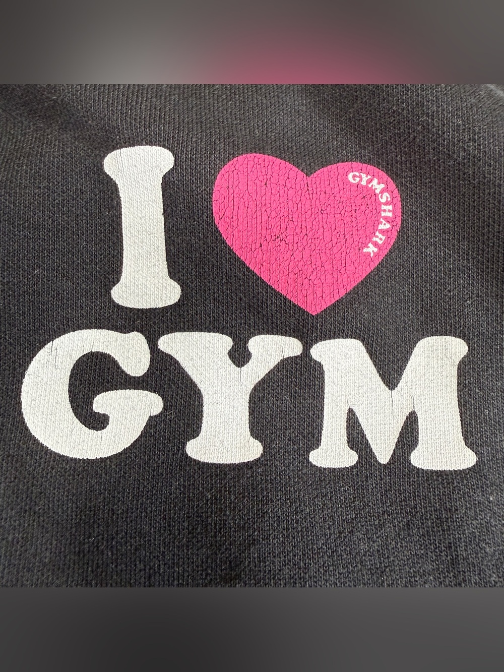 Gymshark I Love Gym Oversized Black Crewneck Sweatshirt Pink Heart Women M - Picture 2 of 10